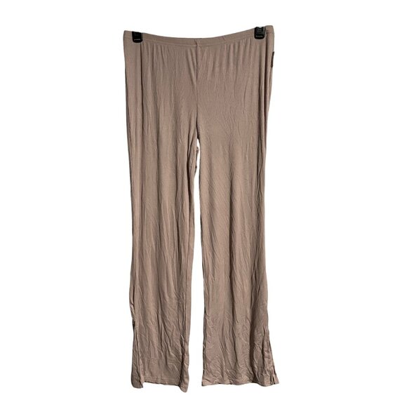 Danskin Wide Leg Lounge Pants Women 3X Taupe Stretch Ribbed Material Relaxed Fit - Picture 1 of 8